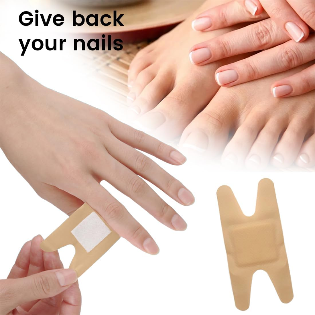 Pack of 25 Nail Patches Toenail Patches with Pedicure Tool Specially Shaped Multipurpose Toenail Pads for Care and Protection of Damaged and Brittle Nails