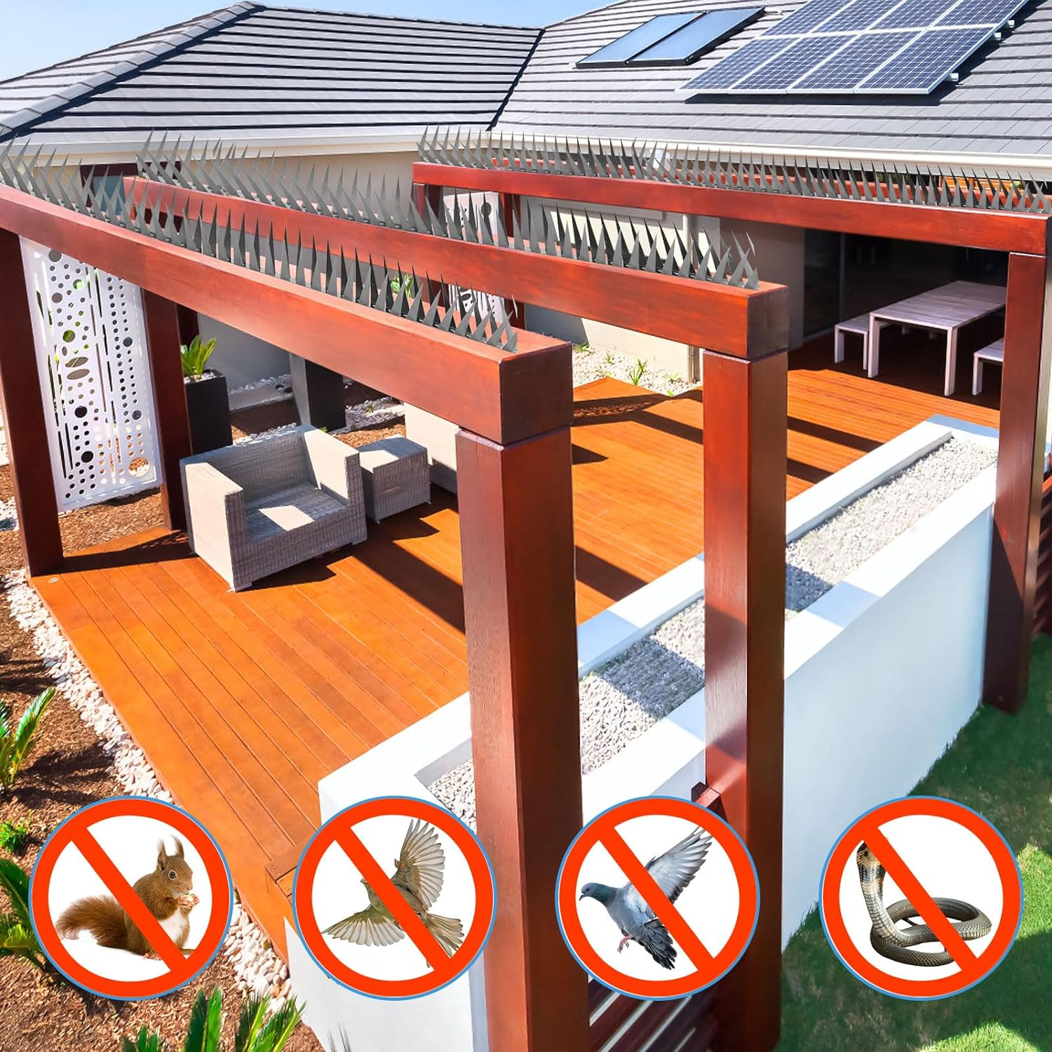 2M Bird Defender Spikes Bird Spikes with Gloves and Straps Stainless Steel Bird Deterrent Spikes Anti-Bird Nest Fence Spike No More Bird Nests and Bird Droppings for Pigeon Small Birds Squirrel