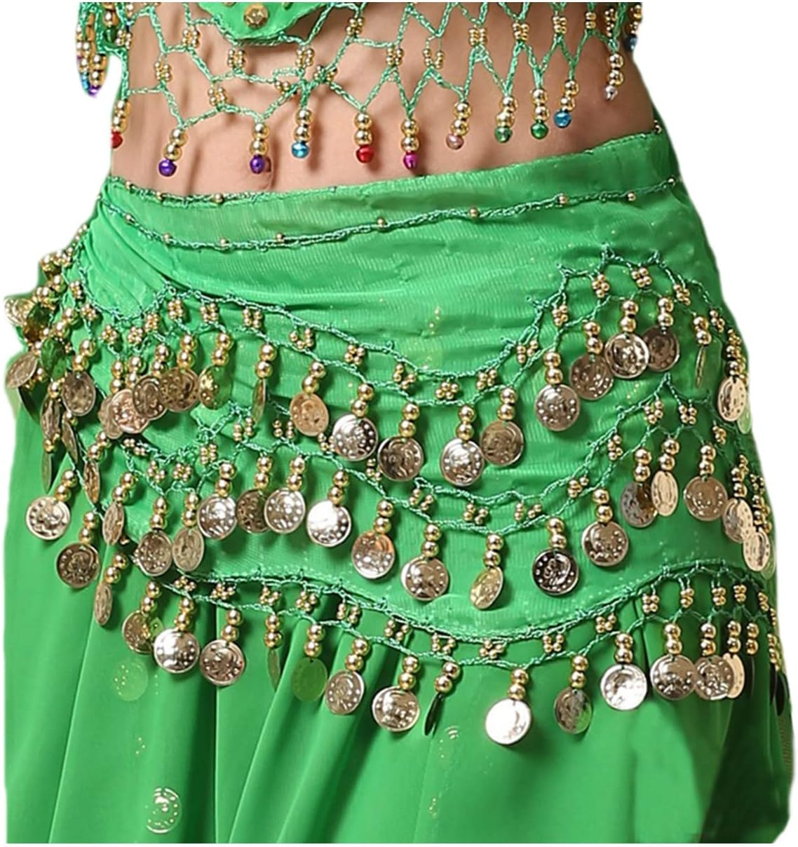 Lauthen.S 128 Coins Belly Dance Hip Scarf Tribal Belt Halloween Genie Costume Accessory