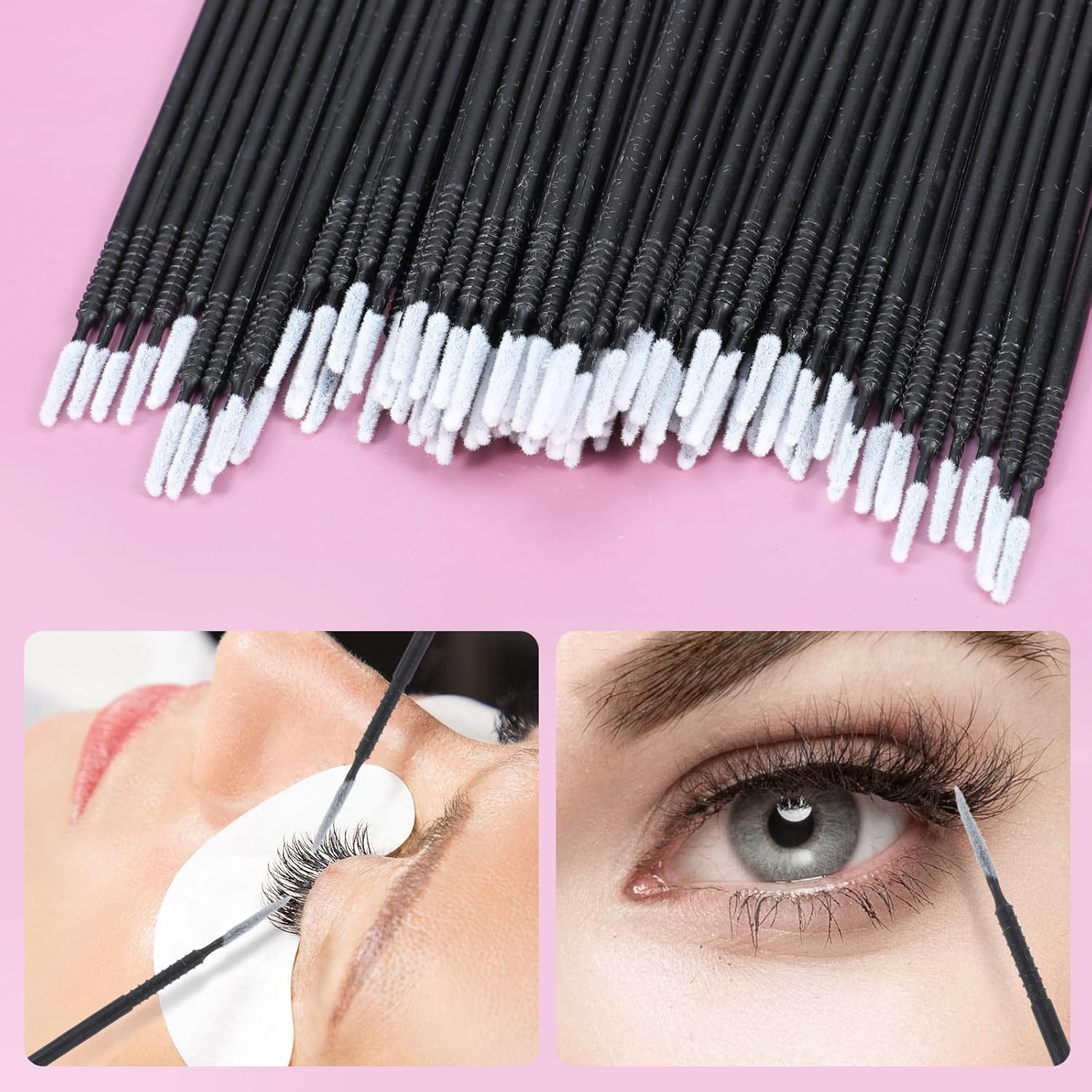 200Pcs Micro Brushes Micro Swabs, Precision Microswabs Spoolies for Eyelash Extensions, Disposable Mascara Wands for Clean Eyelash, Lash Mascara Applicators for Eye, Dental, Lashes, Brows image number 1
