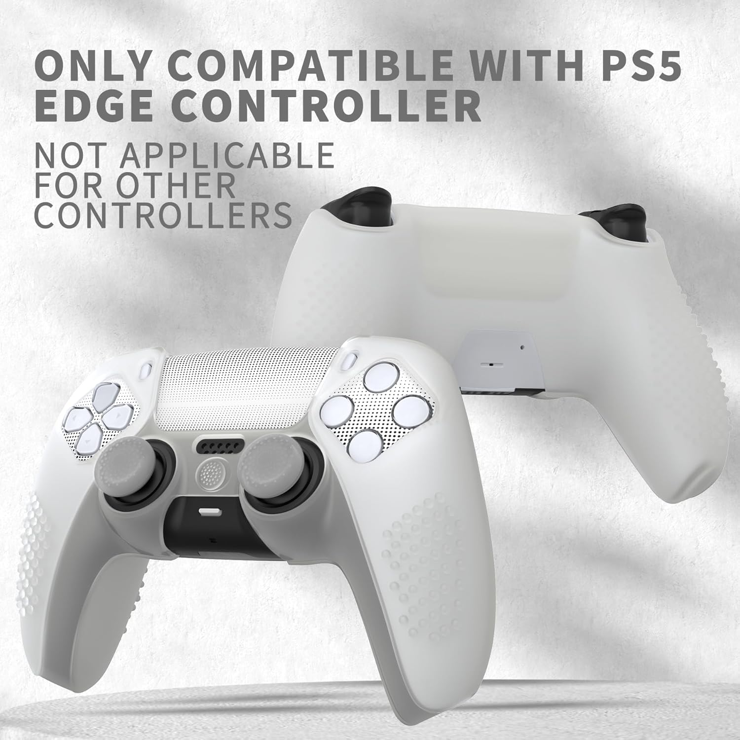 Playvital 2 Set Upgraded Silicone Cover Skin for Ps5 Controller with 12 Thumb Grips & 4 Stickers, Compatible with Charging Dock, 3D Studded Anti-Slip Shockproof Controller Grip, Glow in Dark - Green - 2 Set Black image number 3