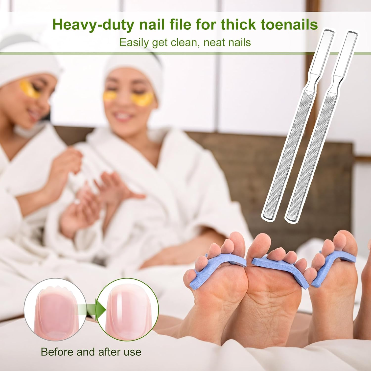 2Pcs Thick Toenail File for Men Stainless Steel Naill Files Toe File for Thick Nails Heavy Duty Toe Nails Filer Metal Toenail Files for Men Women, Manicure Pedicure Tool, 7&rdquo; Long image number 3