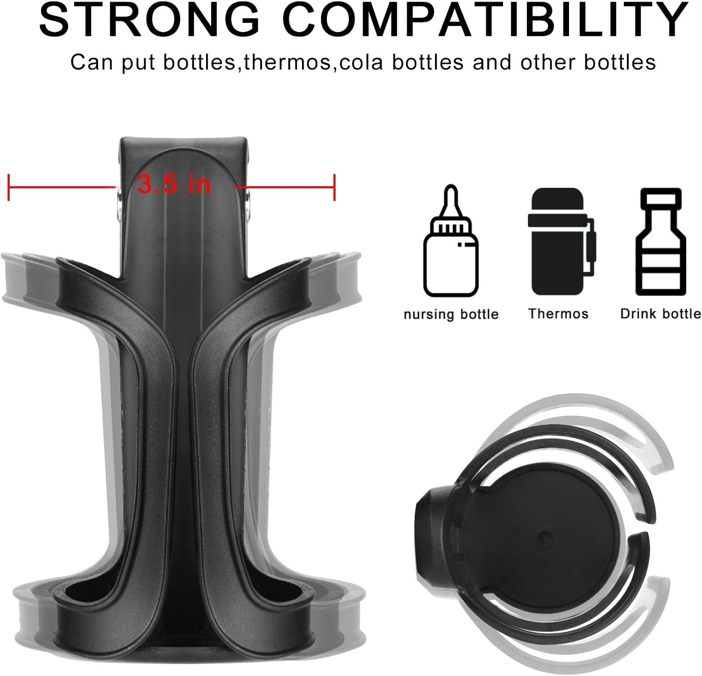 Upgrade Edition Bike Cup Holder Stroller Drink Holders by Accmor 360 Degrees Universal Rotation Cup Drink Holder for Baby Stroller/Pushchair Bicycle Strollers Wheelchair (2 Packs)