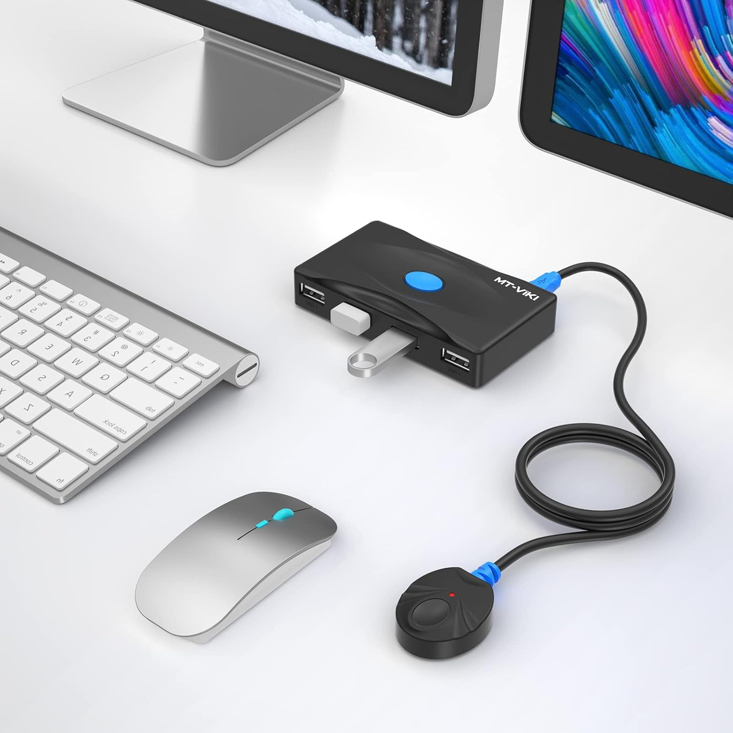 MT-VIKI USB 3.0 Switch 4 Ports KVM Switch for 2 Computer Sharing 4 USB Devices, 5Gbps Highspeed, 2 in 4 Out USB Swithcher Selector for Mouse, Keyboard, Scanner, Printer with 2 Pcs USB Cable a to A image number 4