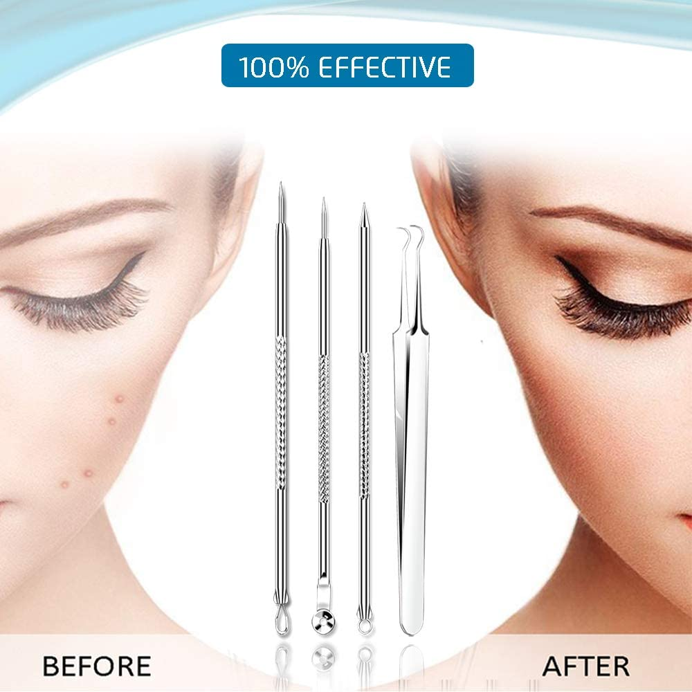 [Upgraded] 8PCS Blackhead Remover, Pimple Tool Kit, Acne Tools, Comedone Extractor, Blemish Whitehead Removal, Professional Curved Tweezers Kits, Premium Stainless Steel