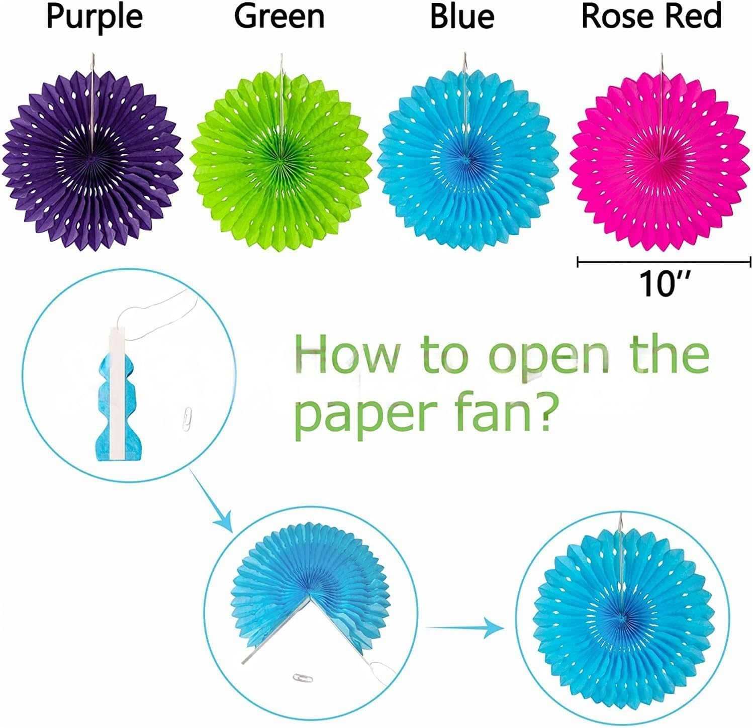 Party Decoration Set-33 Pcs! Colorful Mexican Inspired Hanging Paper Fans,Garlands String Polka Dot，Triangle Bunting Flags & Tissue Streamers - Ideal for Birthdays, Festivals & Parties image number 6