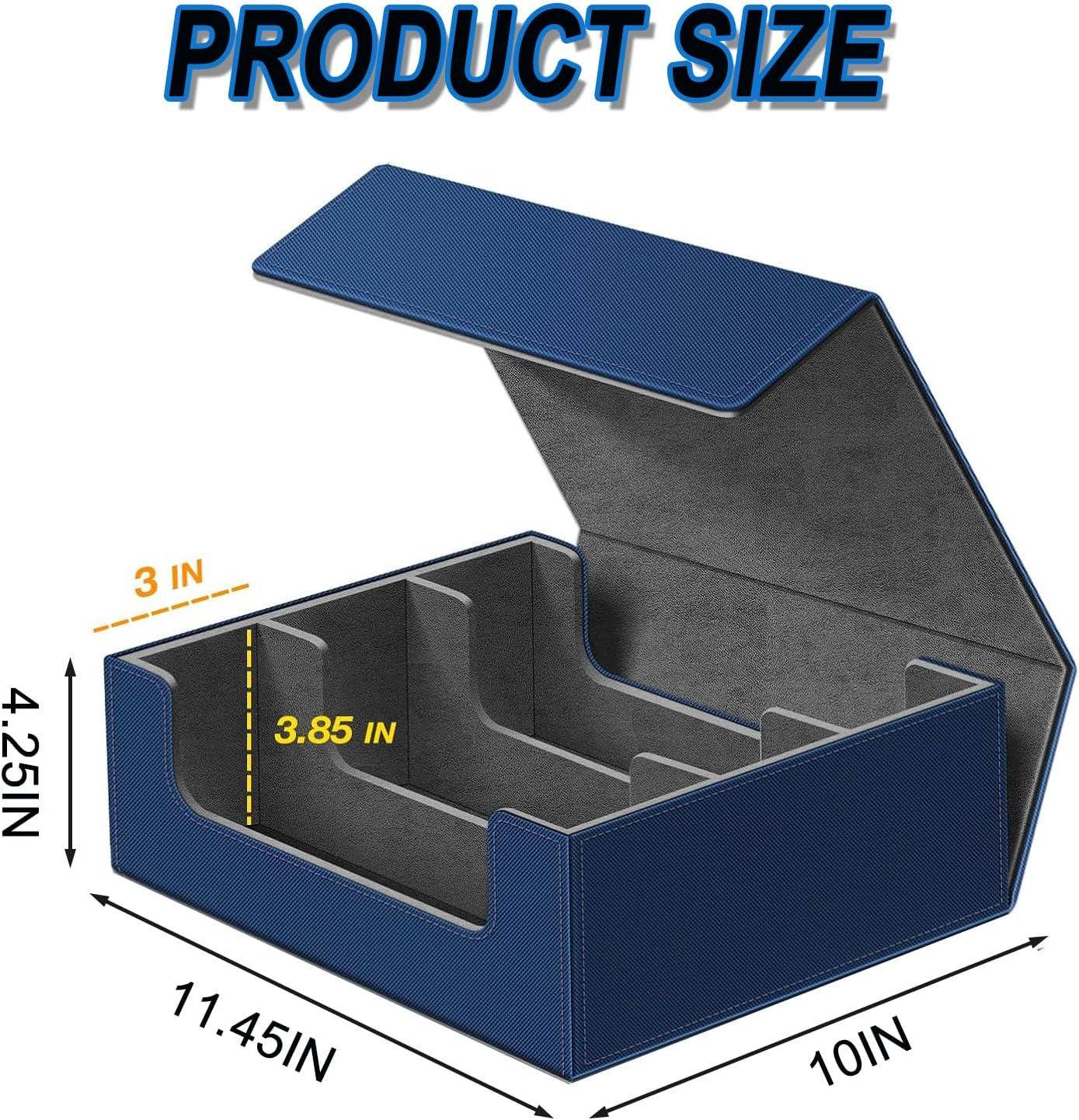 BEANPRECOY Card Storage Box Case Holds 1800+ Single Sleeved Cards Storage Box Easy to Use Strong Magnet Card Box Fits Magic Game Cards Leather Magnetic Closure Commander Storage Box image number 4