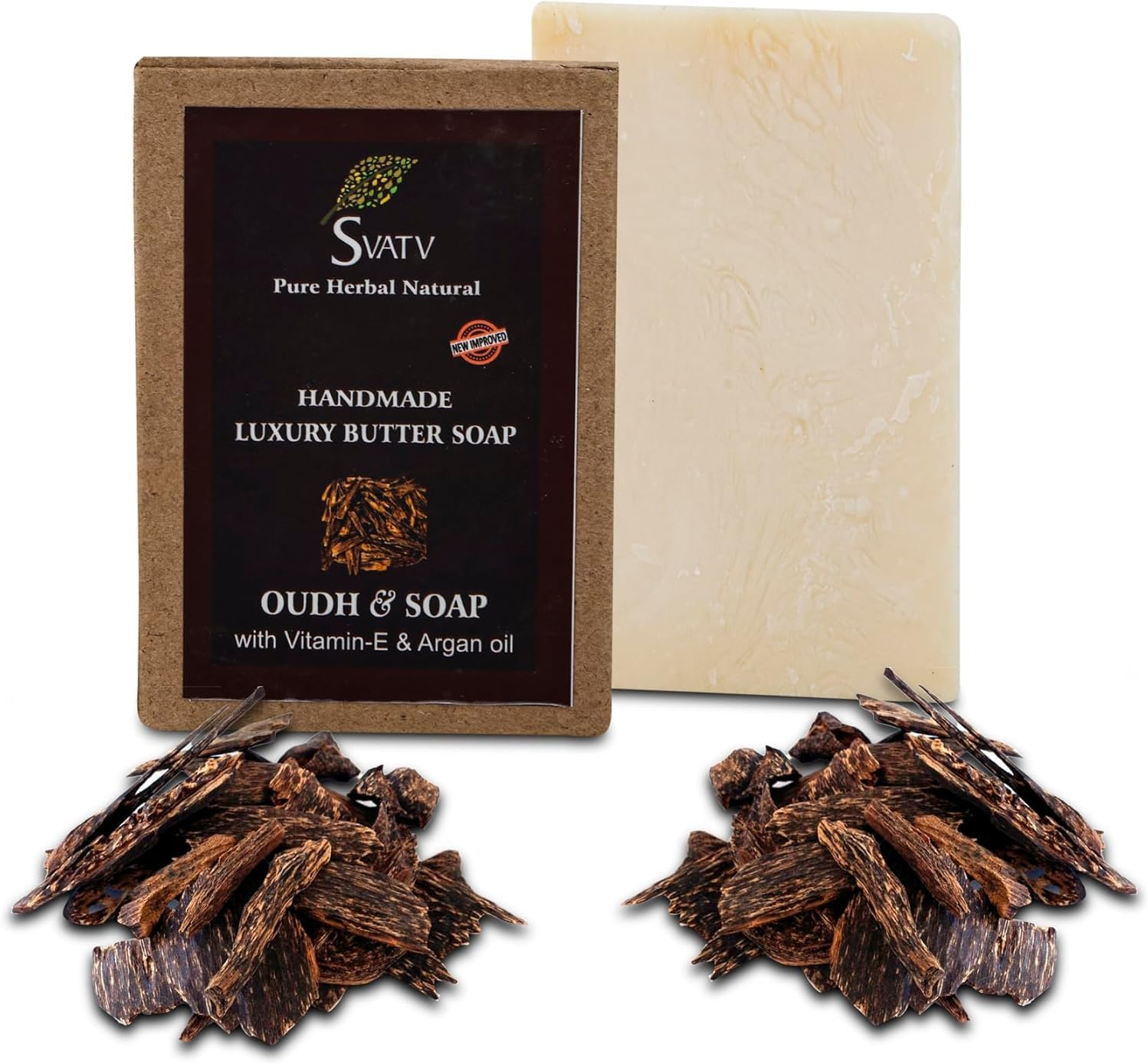 SVATV Handcrafted Savon with Oudh & Vitamin E | Soothing Herbs | Moisturized Skin - Traditional Ayurvedic Herbal Body Savon Bars for Men & Women, All Skin Types - 125G X2 Bars image number 1