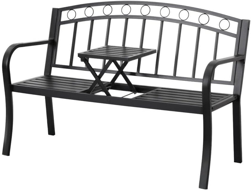 Gardeon Outdoor Garden Bench Seat Loveseat Steel Foldable Table Patio Furniture image number 5