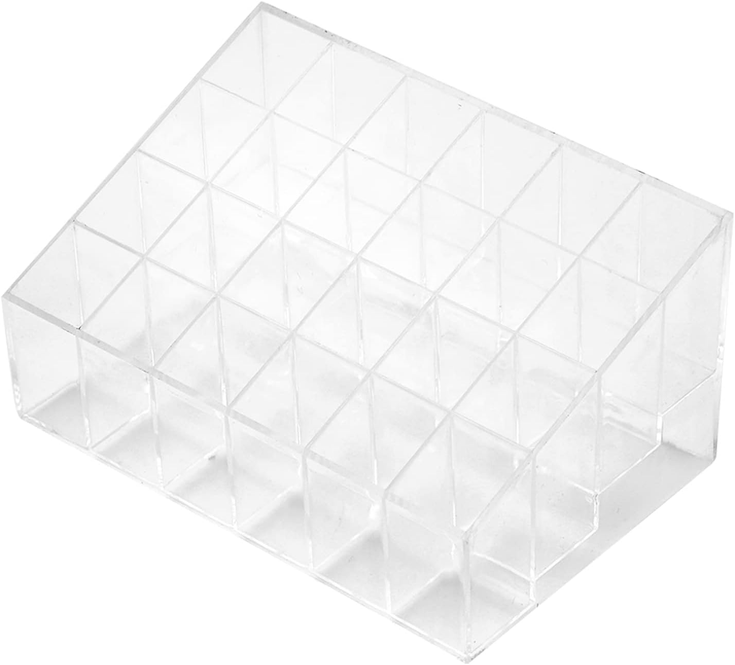 24-Grid Transparent Lipstick Nail Polish Holder Stand, Premium Plastic Makeup Storage Box with Trapezoid Design for Home, Cosmetics Store image number 1