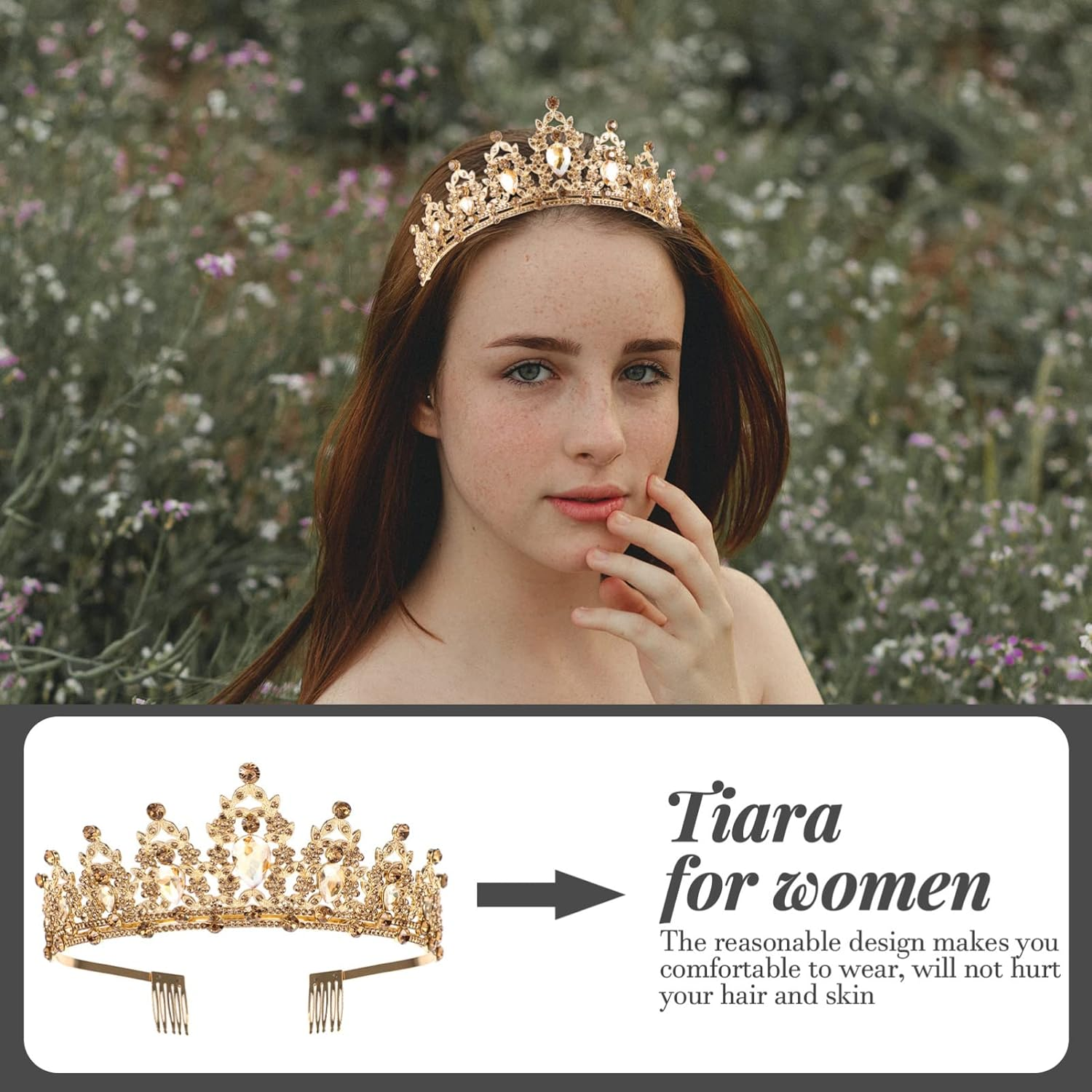 FRCOLOR Wedding Crown Rhinestone Bridal Tiara Party Crown Shining Engagement image number 3