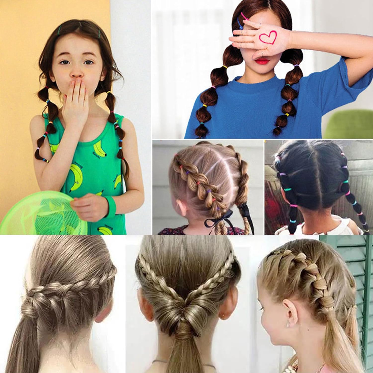 1000Pcs Small Elastic Hair Bands Hair Tail Tools,6 Pack Hair Loop Tool Set with Mini Small Rubber Bands for Hair,Tail Braiding Combs for Hair Styling image number 4