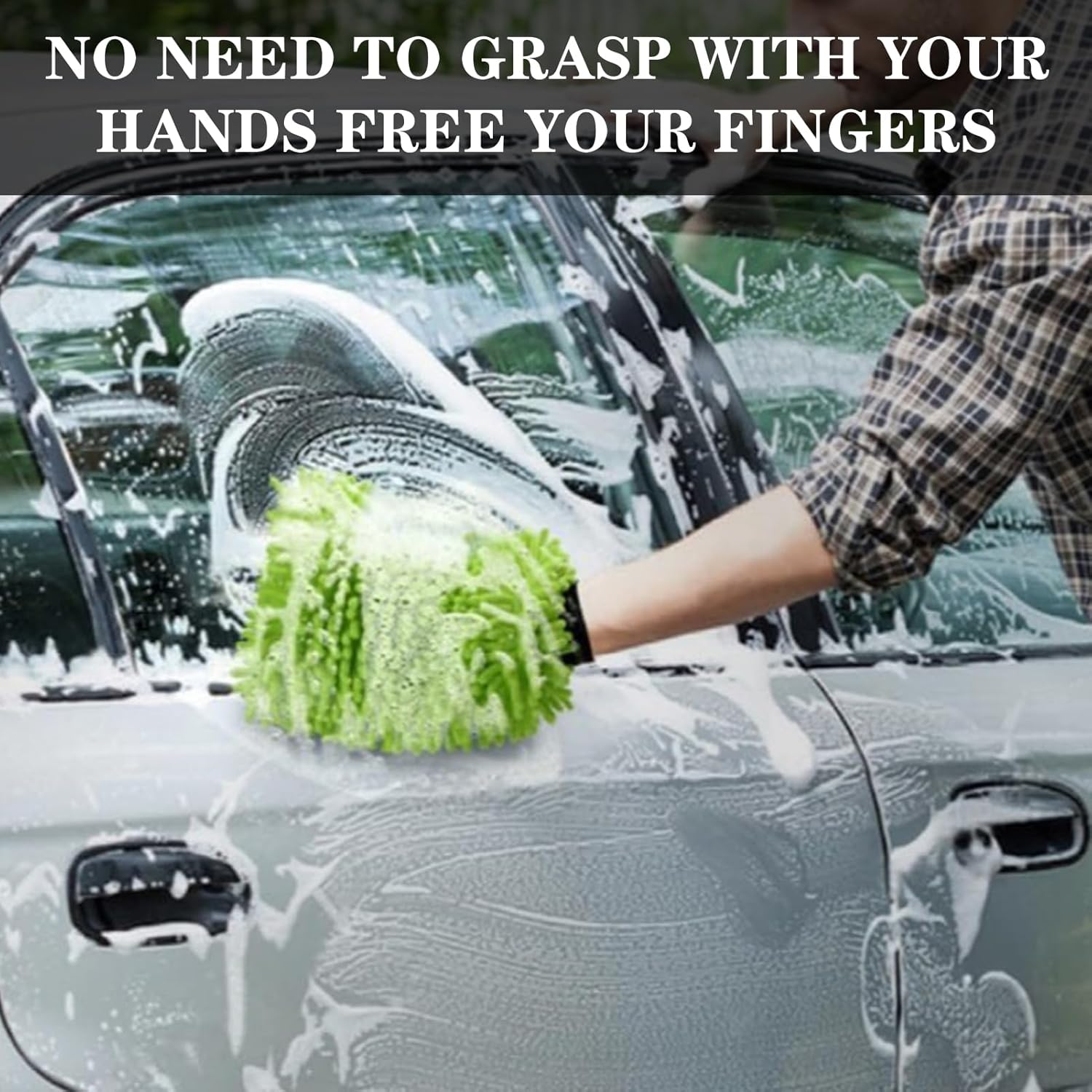 Chenille Microfiber Wash Mitt 2 Pack, Super Soapy Suds, Sponge for Washing Car, Removes Dirt and Grime on Paint, Glass, Plastic and Chrome, Professional Grade Microfibre Sponge for Car Washing