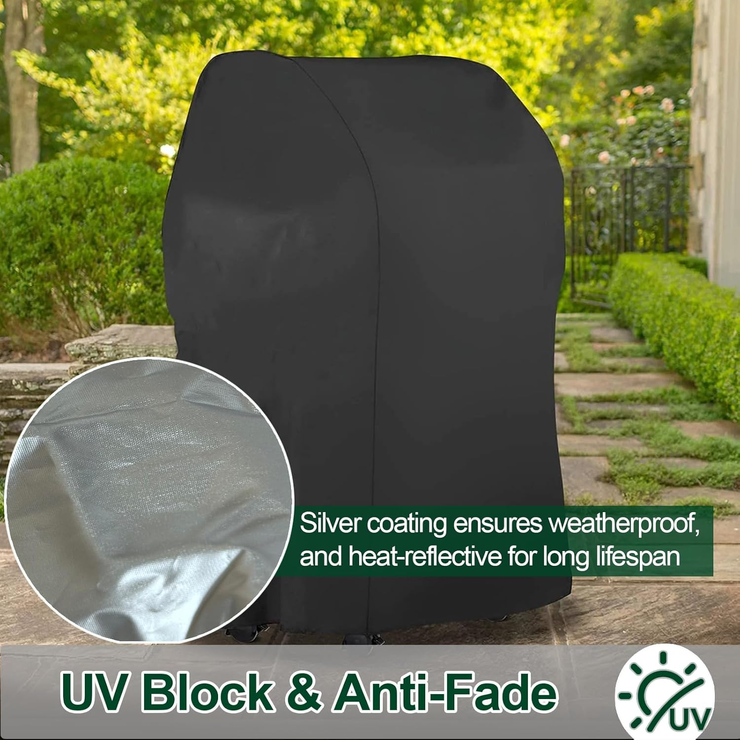 Outdoor BBQ Cover, 81Cm Waterproof Barbecue Grill Covers, Weather & Fade Resistant Gas Grill Protector, 210D Oxford, BBQ Grill Cover for Weber Q100 Q1000 Q200 Q2000, Black image number 1