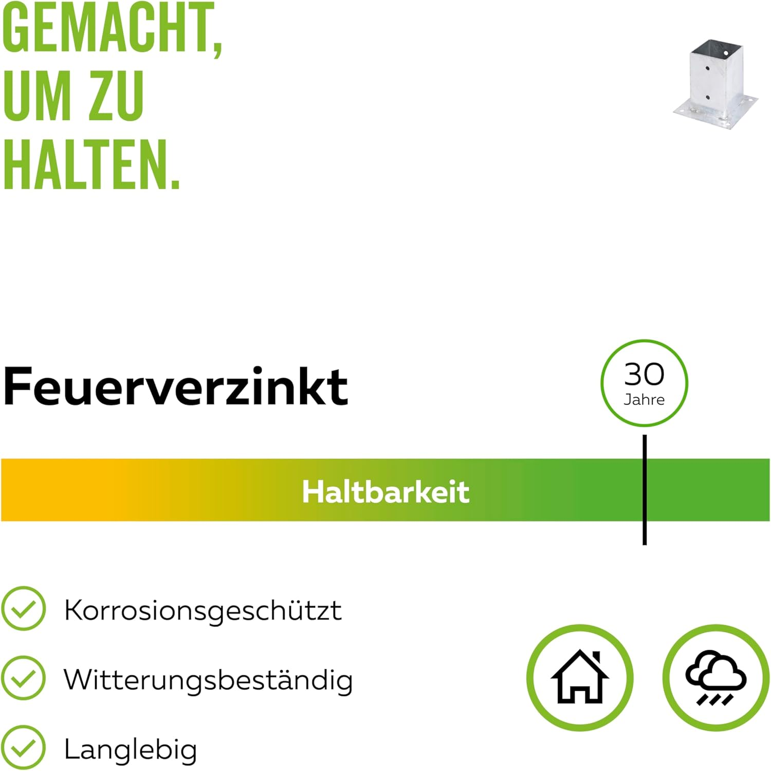 Screw-On Sleeve for Square Wooden Posts Hot-Dip Galvanised 91 X 91 Mm image number 5