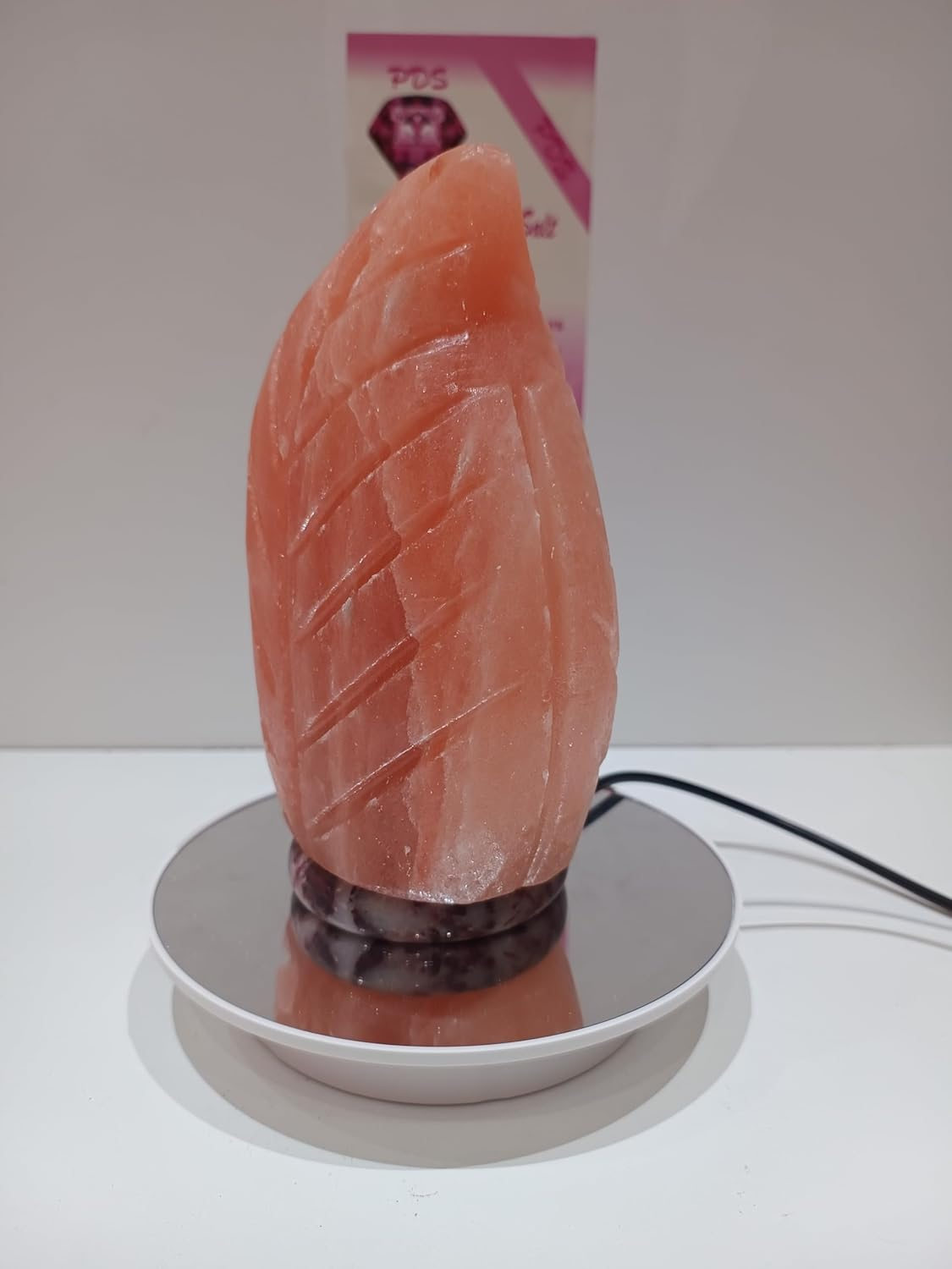 Himalayan Premium Natural Leaf Style Salt Lamp 100% Authentic, Beautifully Hand Crafted Leaf Salt Lamp Comes with Complete Electric Fitting image number 4