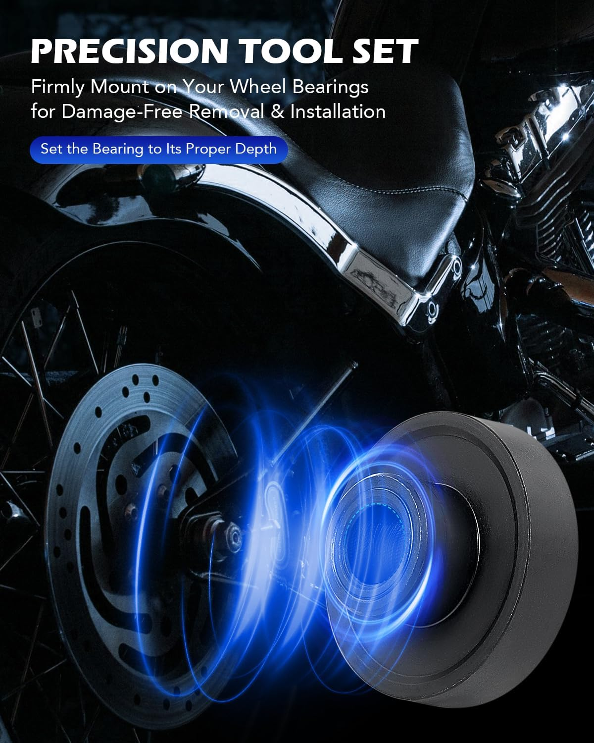 Orion Motor Tech Wheel Bearing Puller Tool Kit Compatible with Harley Davidson Motorcycles, Wheel Bearing Removal & Installation Tool for 3/4" 1" 25Mm Bearings, 18Pc Harley Wheel Bearing Tool image number 4