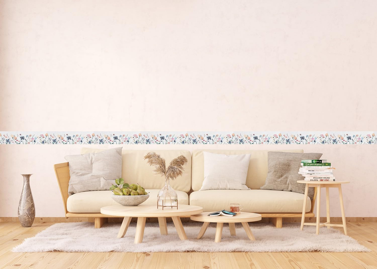 AG Design AWB 8254 Self-Adhesive Border Watercolour Flowers, Self-Adhesive Decoration for Walls, Furniture, Wallpaper, Wall Coverings and Doors, Film, Multicoloured, Width 500 Cm X Height 14 Cm image number 4