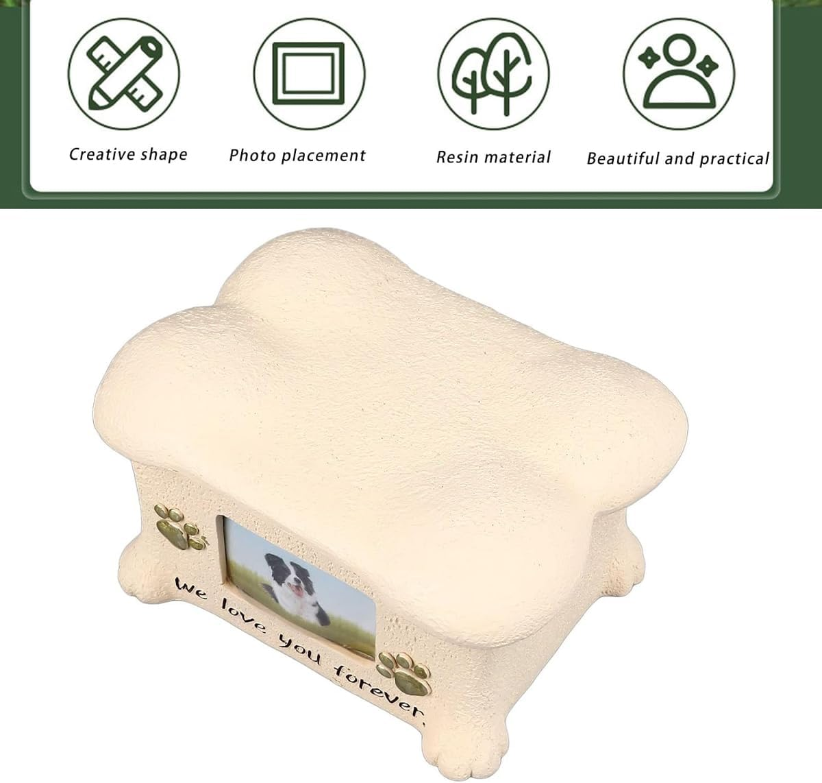 AIMALL Resin Pet Urn for Ashes - Memorial Keepsake Box for Dog, Cat, Puppy, or Kitten - with Photo Frame & Non-Slip Mat - Pet Cremation Urn for Beloved Pets image number 4