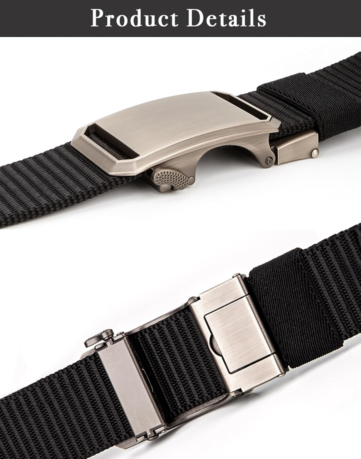 Men'S Elastic Nylon Belt with Heavy-Duty Automatic Metal Buckle, Quick-Dry Adjustable Cut-To-Fit Belt for Business & Casual, 130Cm Length, Fits 70-117Cm Waist image number 1