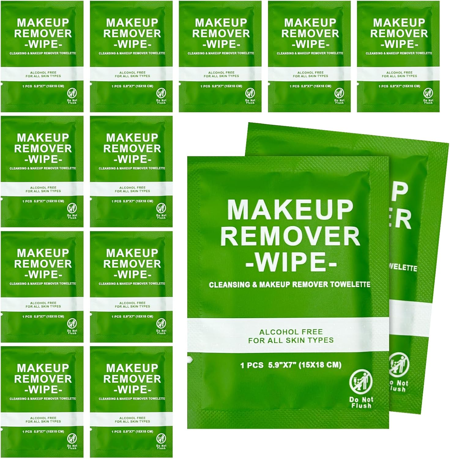 50 Count Makeup Remover Wipes Bulk Individually Wrapped, Travel Towelette Makeup Remover Individual Gentle Cleansing for Face Mascara Lipstick Remove Makeup image number 6