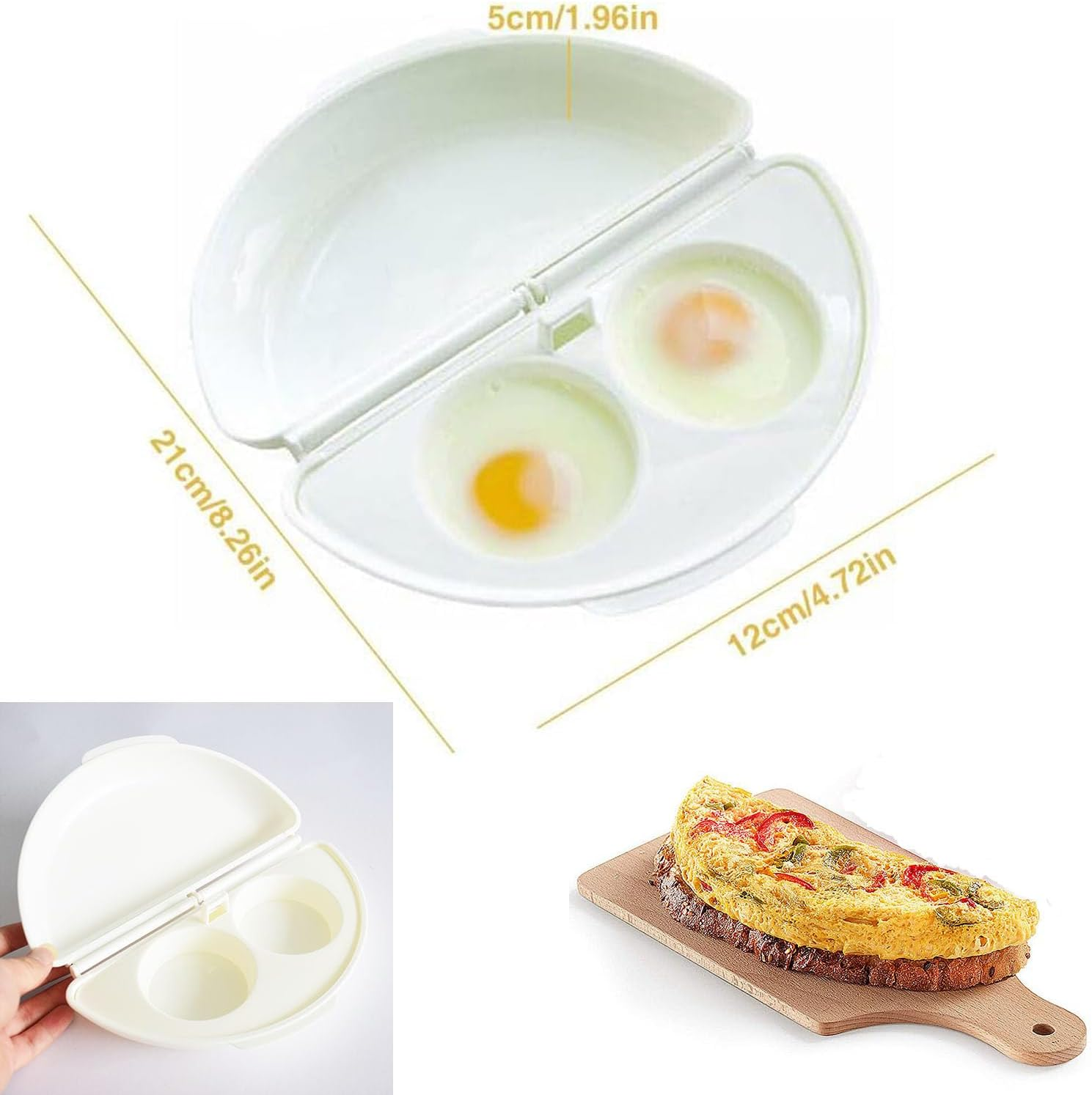 Paifeancodill Microwave Egg Omelette Pan Maker Microwavable Cooker, High-Heat Resistant Egg Poacher Cooker for Microwave, 2 Cavity Egg Poacher Set, Plastic Quick Egg Maker, Egg Poacher for Sandwiches image number 1