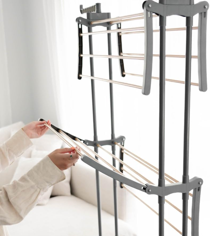 Seymour'S 3-Tier Foldable Airer with Hanger Racks &ndash; Compact Clothes Drying Rack for Indoor Use, Ideal for Efficient Drying and Organisation image number 5