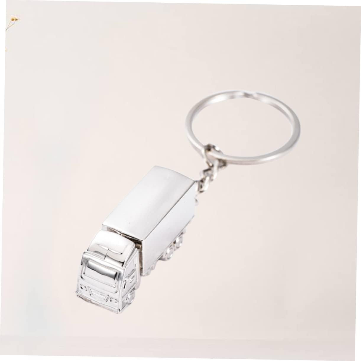 3Pcs Metal Truck Key Ring Keyfob Keychain - Creative for Truck Drivers and Lovers, Compact and Lightweight, Silver image number 1