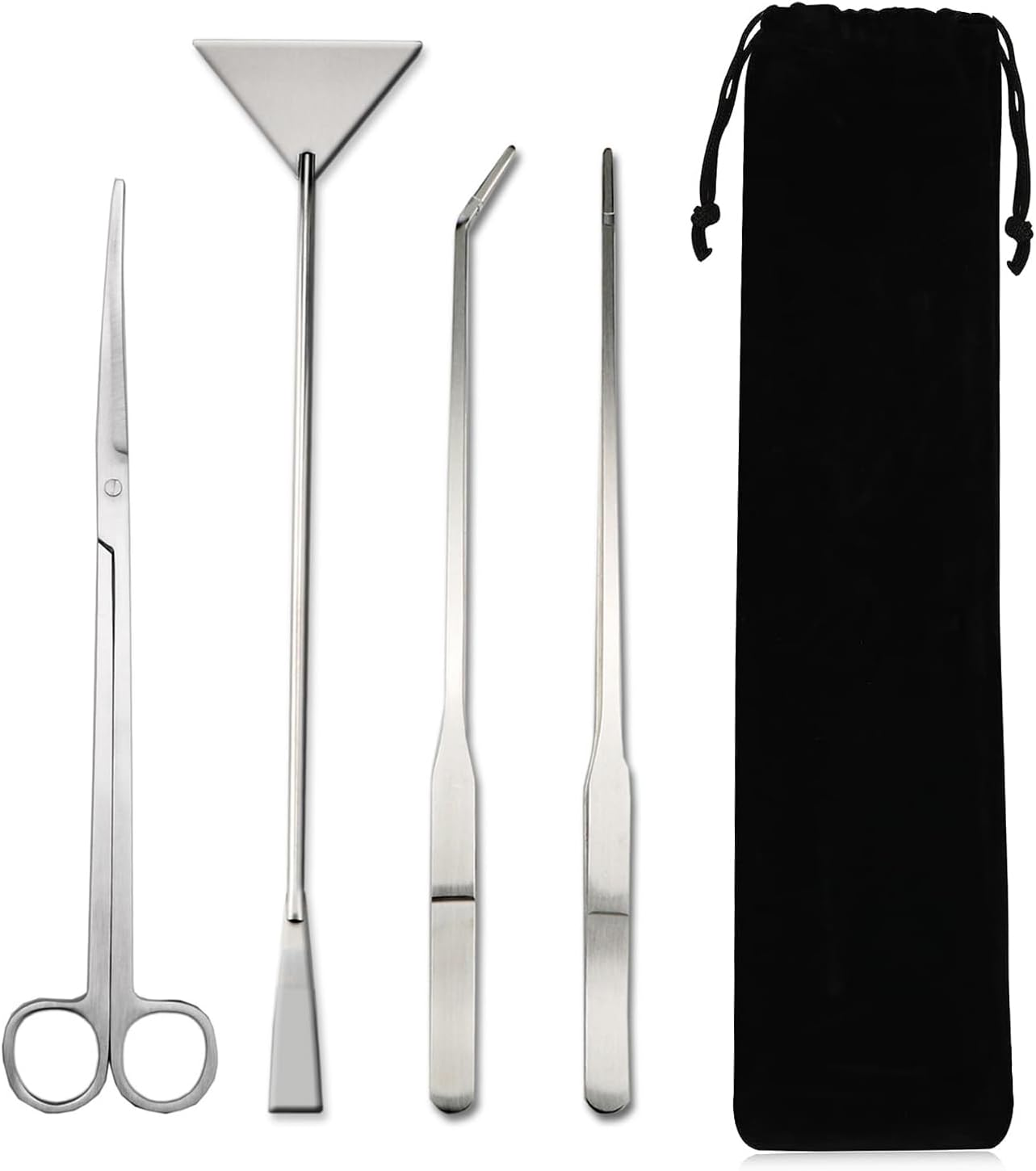 Aquarium Aquascape Tools Kits-4 in 1, Aquarium Tools Kit, Stainless Steel Aquatic Plant Tools Tweezers, Scissors, Scraper for Aquarium Cleaning, Fish Tank Aquascape Tool Set image number 1