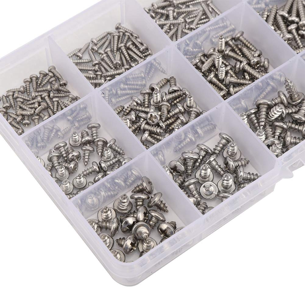 Philips Screws Assortment Set, 500PCS M2 M3 M4 Self-Tapping Micro Screws in 15 Sizes for Computer Glasses Repairing, Carbon Steel Black Precision Screws Kit with Organizer Box image number 1