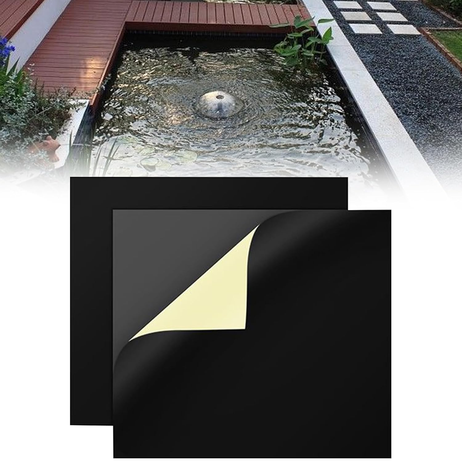 Pond Liner Repair Kit | Pond Sealer,8X8 Inches Leak-Proof Adhesive Tape Waterproof for Fountain Planter Shower Roof Gutter Tent Furniture Pipe image number 6
