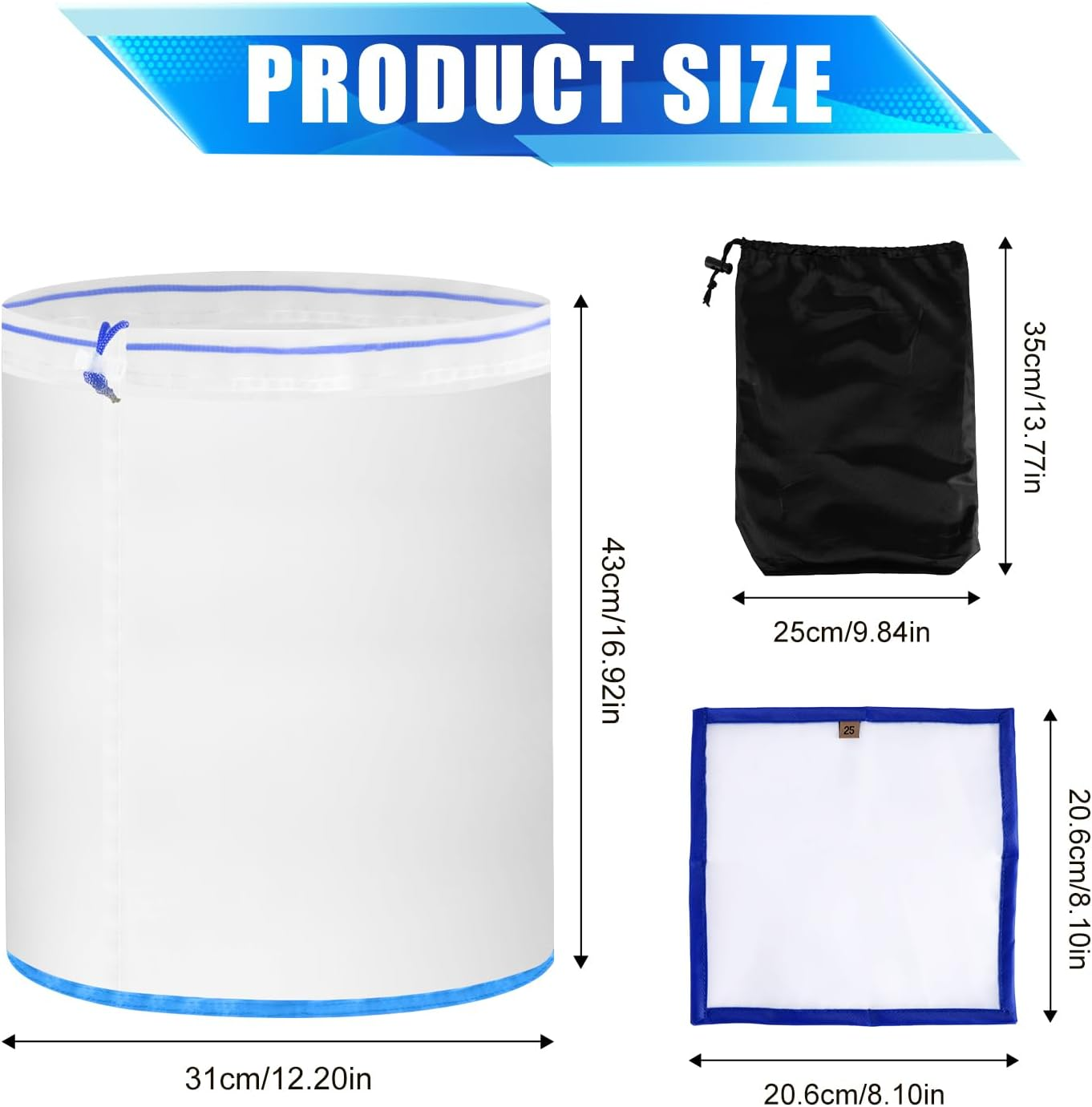 5 Pack 5-Gallon Mesh Filter Bags, 5 Color Reusable Fine Nylon Strainer Bag Set with Pressing Screen & Storage Pouch for 5 Gallon Cold Brew Buckets (25 to 220 Micron) image number 5