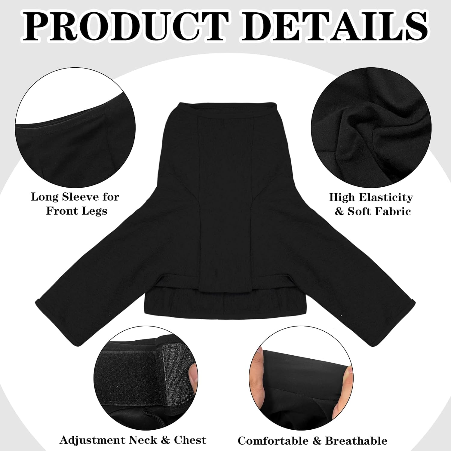 Yoolhamy Dog Leg Recovery Sleeve, Dog Front Leg Elbow Protector, Dog Recovery Suit after Surgical Wound Protector to Prevent Licking Bite Cone Collars Alternative (Black, 2XL) image number 4