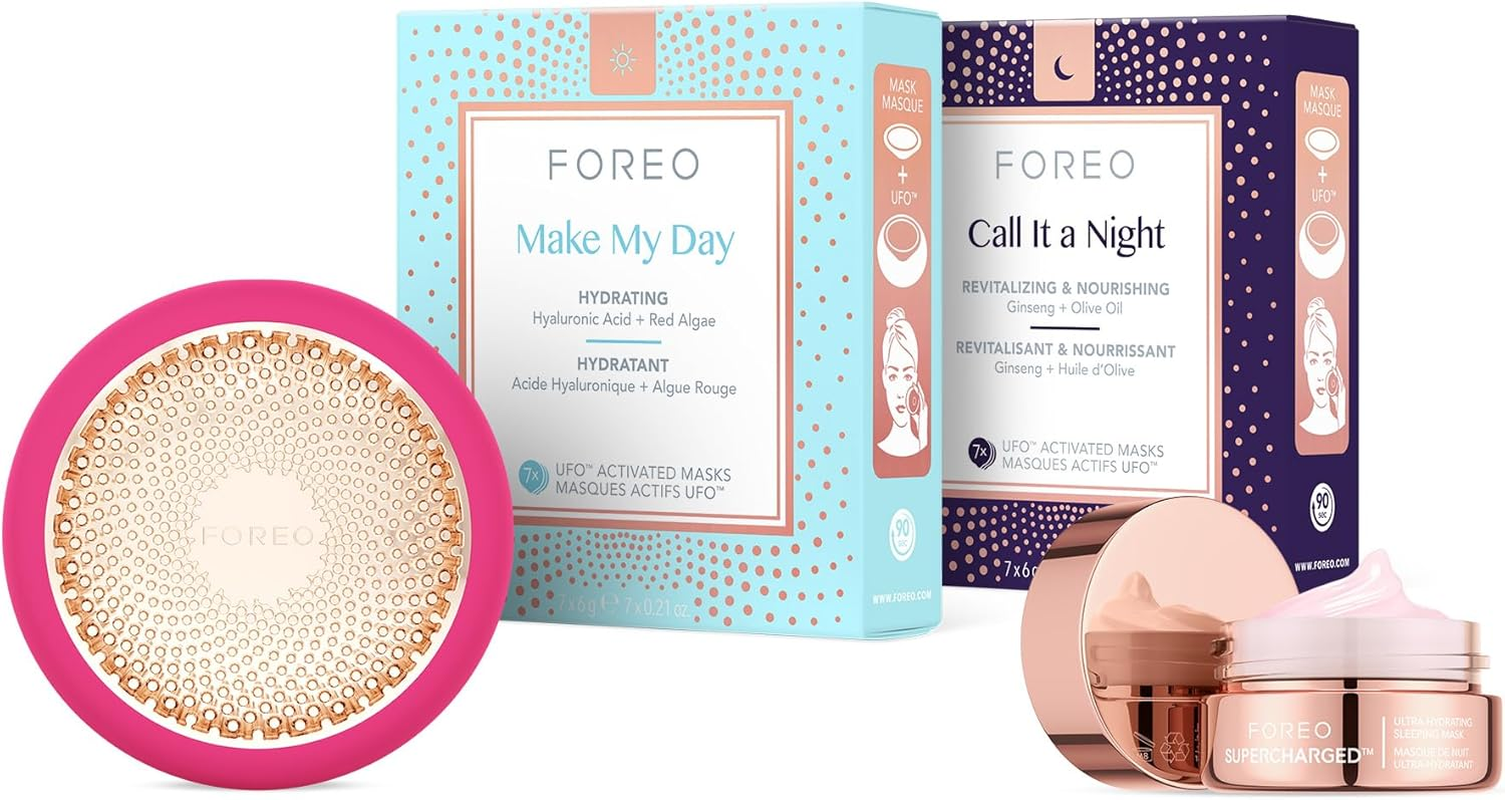 FOREO Hyper Hydra UFO 3 Bundle - Face Moisturiser Device + 14 UFO Activated Masks + Hydrating Night Mask, 15 Ml - Red Light Therapy, Thermo & Cryo Therapy, T-Sonic Massage - anti Aging Skin Care - Ufo 3 Fuchsia Set image number 5