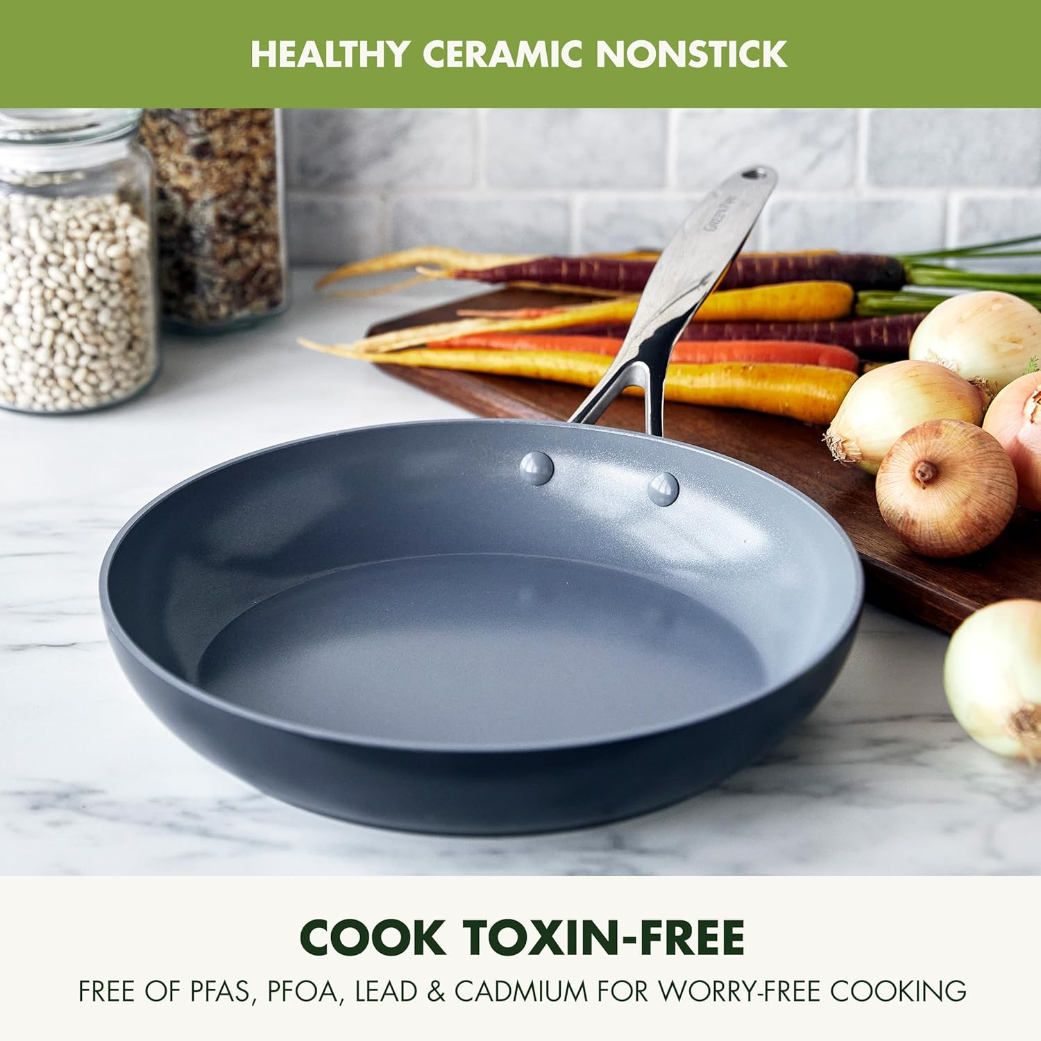 Greenpan Valencia Pro Hard Anodized Healthy Ceramic Nonstick 28Cm Frying Pan Skillet, Pfas-Free, Induction, Dishwasher Safe, Oven Safe, Gray image number 1