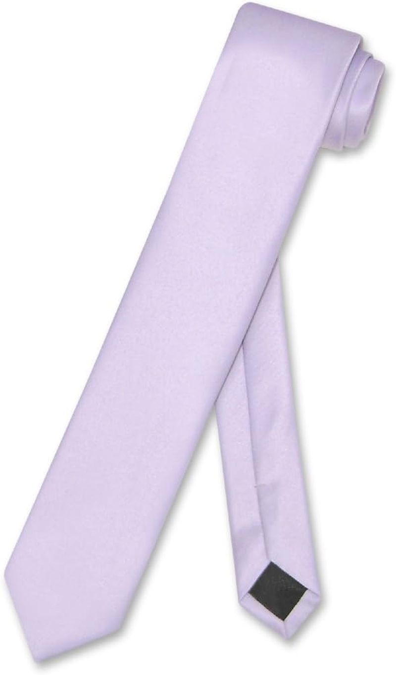Vesuvio Napoli Narrow Necktie Skinny Lavender Purple Men'S Thin 2.5" Neck Tie, Lavender, One Size