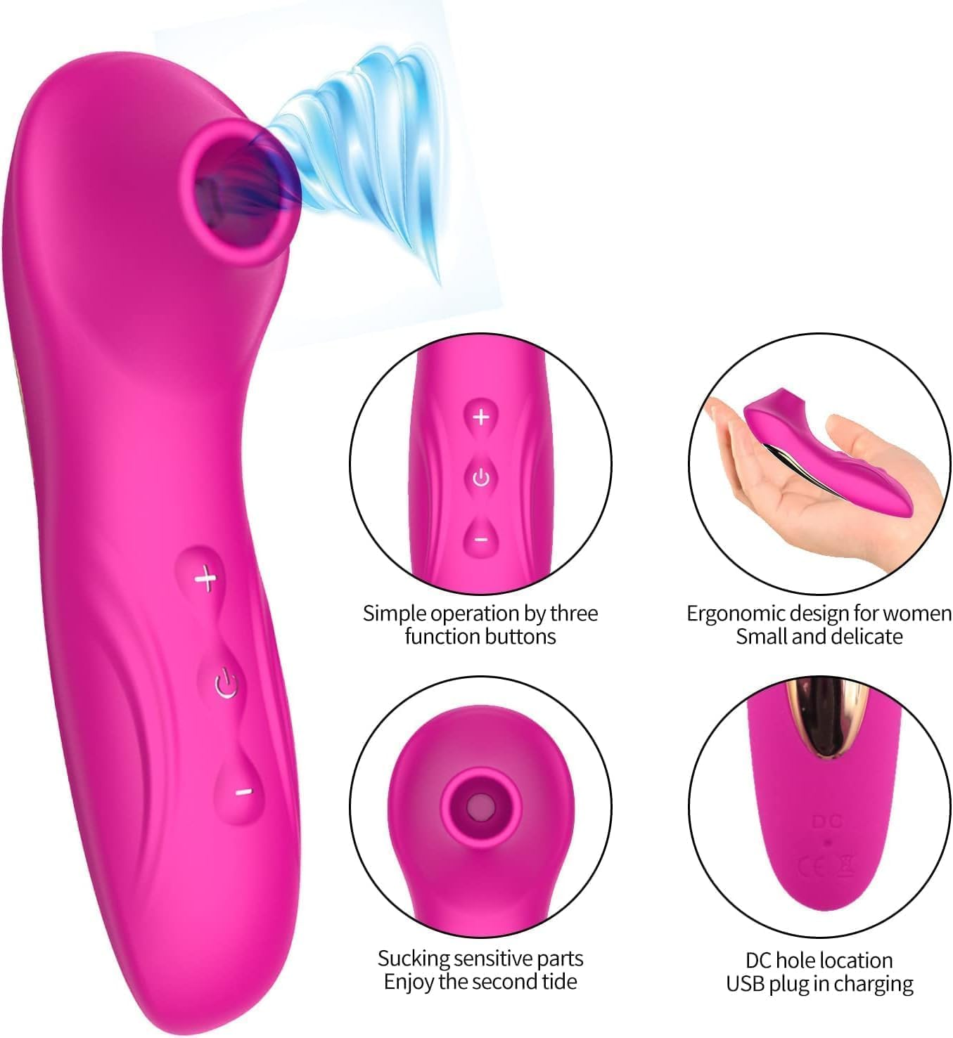 Sucking Silicone Vibrator Female Masturbation Device Female Vaginal Sucking Tongue Licker Vibrator,Silicone Waterproof Electric Massager, Electric Comfort Toys Women Sucking Massager Portable Bed Exercise Tool (Pink) image number 2
