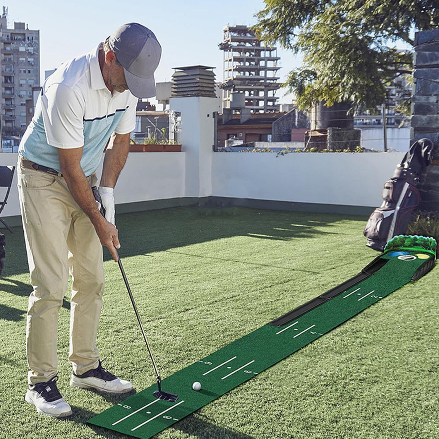 Golf Putting Mat,Golf Practice Mat Indoors with Alignment Guides, Putting Practice Mat, Portable Golf Indoor and Outdoor Putting Practice Device image number 1