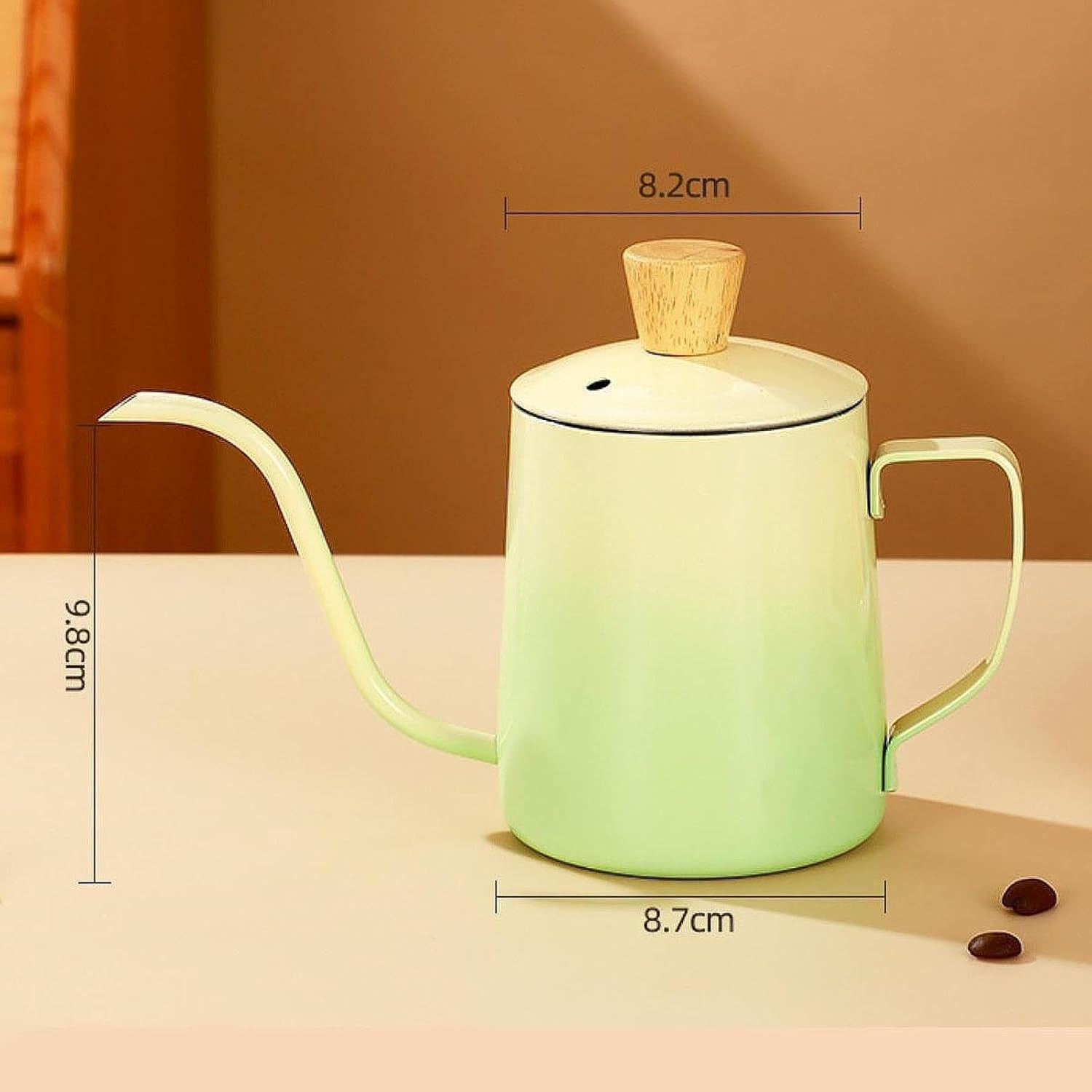 Espresso Pour over Coffee Kettle 600Ml Stainless Steel 8.7X9.8Cm for Baristas anti Rust Multifunctional Hand Drip Coffee Pot, Gradient Green - Gradient Green image number 4