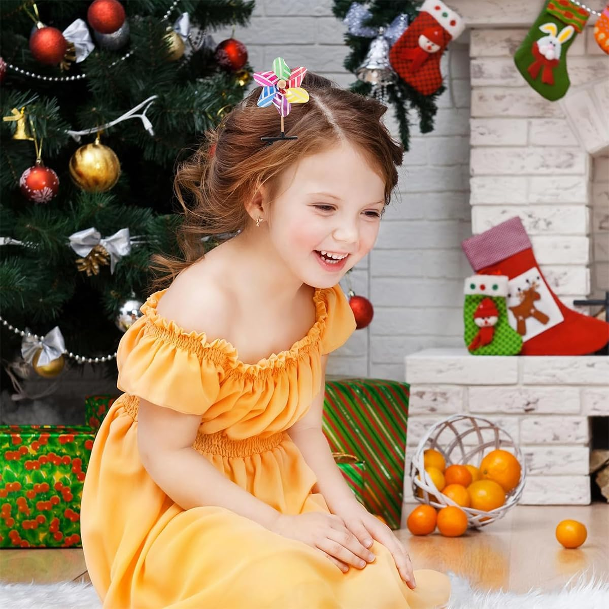 Hair Clip, Windmill, Pack of 10 Small Hair Pins with Rotating Windmills, Colourful, Hair Clip for Parties, Stage Performances, Excursions image number 2