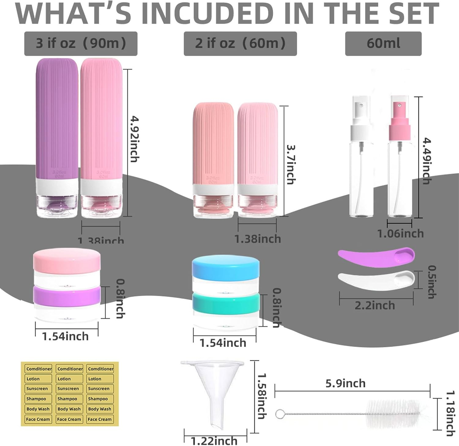 16 Pack Travel Bottles Set for Toiletries, TSA Approved Leak Proof Silicone Squeezable Containers for Toiletries, Refillable Cosmetic Kits for Conditioner Shampoo, Lotion & Body Wash (BPA Free) - 02 image number 6