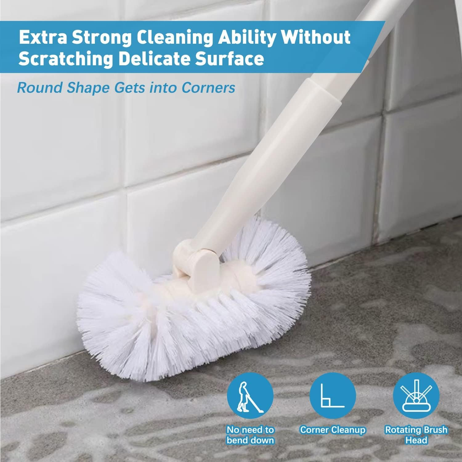 Cleaning Brush for Bathroom 145Cm Extendable Long Handle Tile and Tub Brush 180&deg; Rotation Scrubbing Cleaner Brush for Bathroom Bathtub Floor Tile Cleaning image number 1