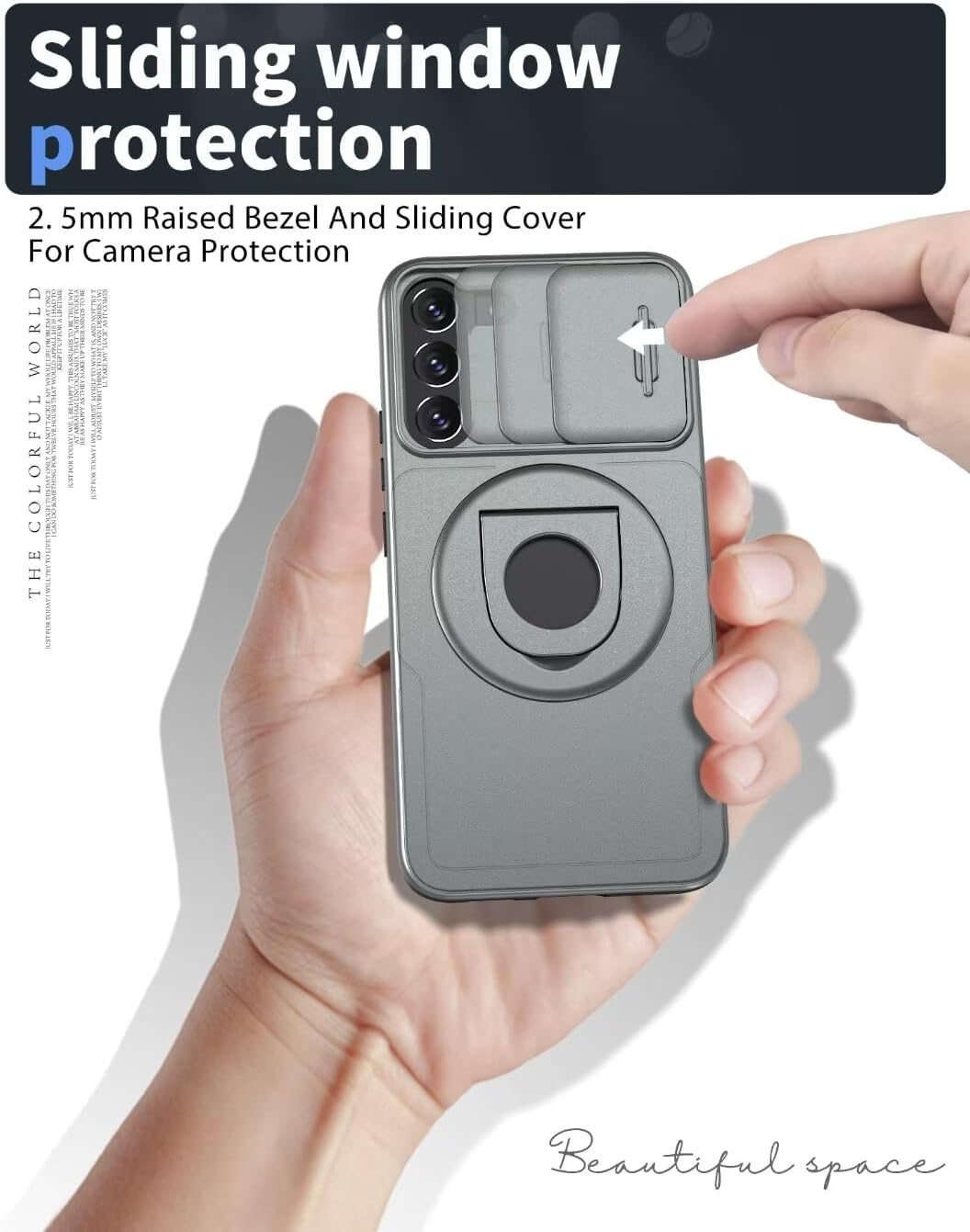 ATISIJIE Magnetic Case for Samsung Galaxy S23Plus, 360&deg; Metal Magnetic Ring Stand Shockproof Bumper Protective Case Scratch-Resistant Full Body Protection Mobile Phone Case for Samsung Galaxy S23Plus image number 5