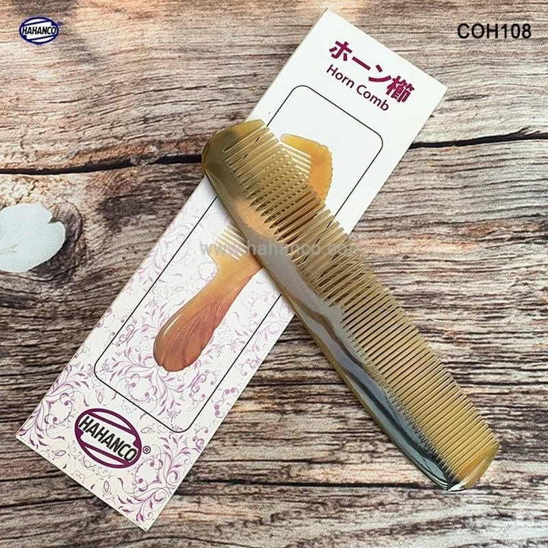 Dual-Toothed African Horn Comb &ndash; Handmade, Natural Hair Therapy & Eco-Friendly Size XL - 19Cm image number 3