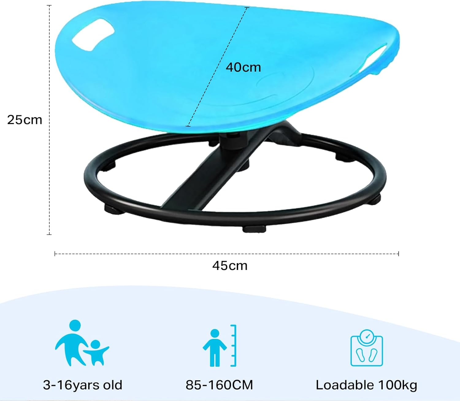 Sensory Swivel Chair, Spinning Chair for Autism Kids with Grips (Blue) image number 5