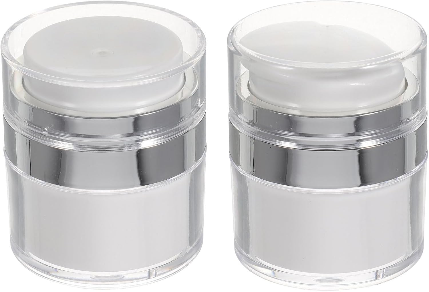 ROMISBABA 2Pcs Portable 30Ml Acrylic Vacuum Pump Lotion Dispenser Bottles for Travel, Refillable Leak-Proof Mini Toiletry Containers for Face Cream and Moisturizer image number 1