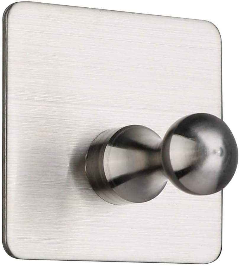 Adhesive Towel Hooks Heavy Duty Wall Hooks Stainless Steel Door Hooks for Hanging Coat, Clothes, Hat, Towel Robe Hook Rack Wall Mount Bathroom and Bedroom, Set of 4 (Silver) image number 1
