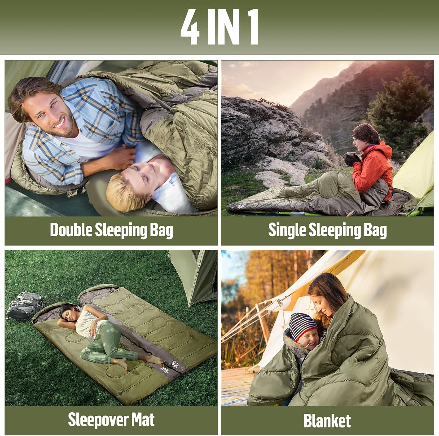 Night Cat Camping Sleeping Bag for Adults Portable Lightweight Backpacking Hiking Traveling Indoor Outdoor Temperature 5-15℃ Switch to a Quilt or Blanket image number 3