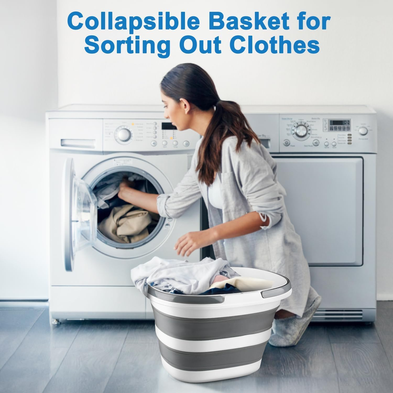 Collapsible Mop Bucket with Handle for Cleaning, 16L(4.2 Gallon) Silicone Square Mopping Bucket for Windows Cleaning or Car Washing, Cleaning Supplies Organizer Plastic Bucket for Storage image number 4