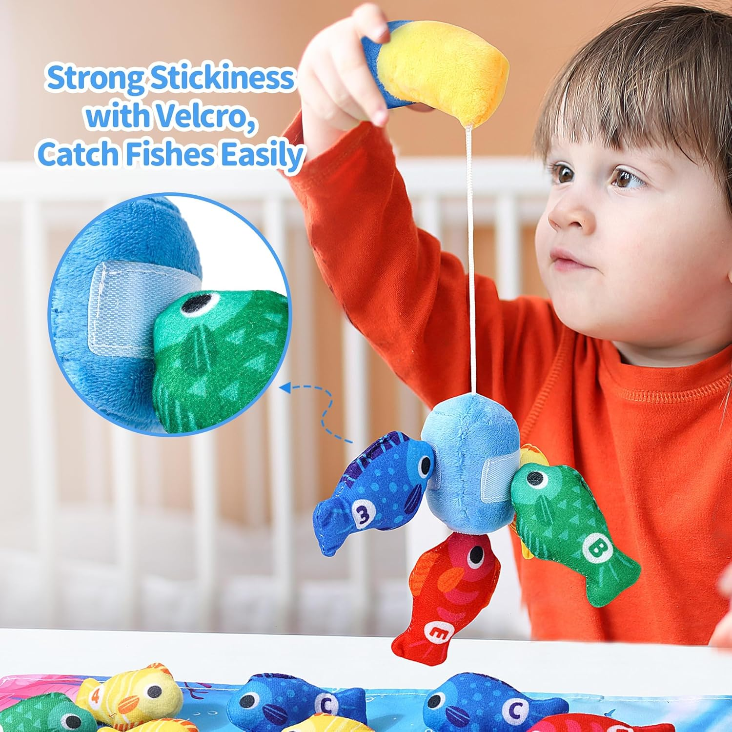 HAOON Montessori Toys for 1 Year Old, Cloth Fishing Game with Stacking Cups, Baby Toy 12-18 Months One Year Old Boy Birthday Gift, Toddler Toys for 1 2 Year Old Boy Girl Gifts image number 4